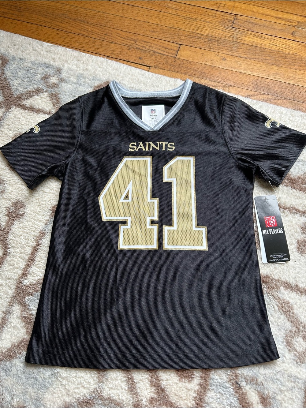 New! Girls NFL Saints Alvin Kamara #41 Toddlers Short Sleeve Jersey